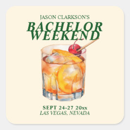 Adesivo Quadrado Coquetel Old Fashioned Fim de Semana de Solteiro