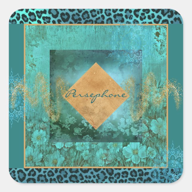 Adesivo Quadrado Cor aqua verde-veridiana branca (Frente)