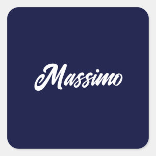 Adesivo Quadrado Cor Azul-Marinho Caligrafia Simples Moderna Própri