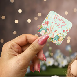 Adesivo Quadrado Cor da água verde clara do felz pascoa