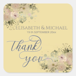 Adesivo Quadrado Cor d'água amarela Mellow boho, tendência floral