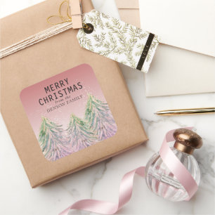 Adesivo Quadrado Cor d'água rosa Árvore de Natal Meritíssimo