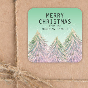 Adesivo Quadrado Cor d'água rosa Árvore de Natal Meritíssimo