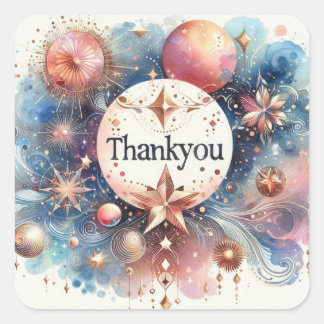 Adesivo Quadrado cor de água colorida art Square Sticker