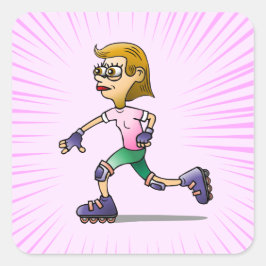 Adesivo Quadrado Cor-de-rosa com Festa de aniversário de rolamento