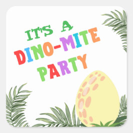 Adesivo Quadrado Cor do Raio: Aniversário do Dinossauro Incrível