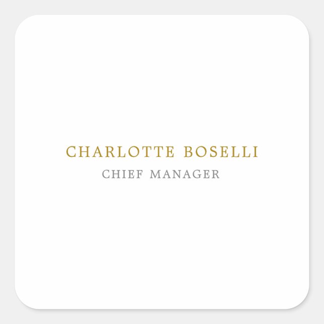 Adesivo Quadrado Cor Dourada clássica mínima profissional (Frente)