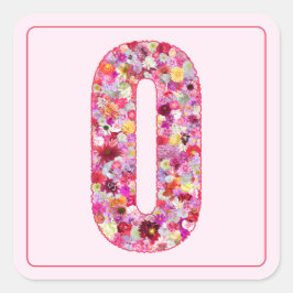 Adesivo Quadrado Cor Floral Rosa Número 0