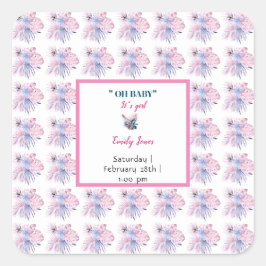 Adesivo Quadrado Cor pastel rosa-rosa-chá de fraldas-de-oh-tropical