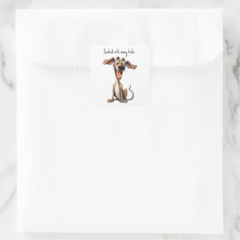 Adesivo Quadrado Cor personalizada & texto, 🐶whippet louco 🤪