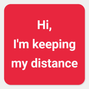 Adesivo Quadrado Cor Vermelha Codificada com Distância Social Covid