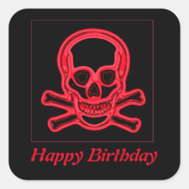 Adesivo Quadrado Cor vermelha e preta do crânio, arte digital