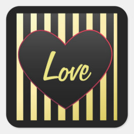 Adesivo Quadrado Coração "Amor" e Stripes Square Sticker