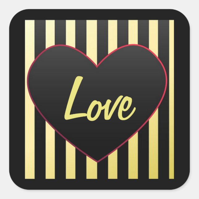 Adesivo Quadrado Coração "Amor" e Stripes Square Sticker (Frente)