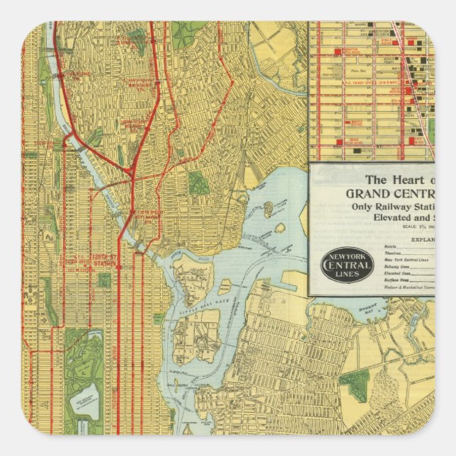 Adesivo Quadrado Coração de Nova Iorque (Frente)