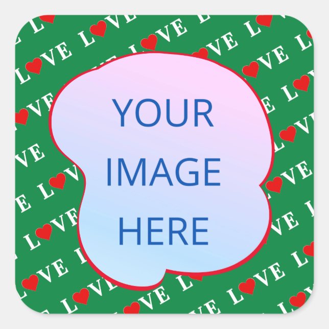 Adesivo Quadrado Coração do Amor Verde (Frente)