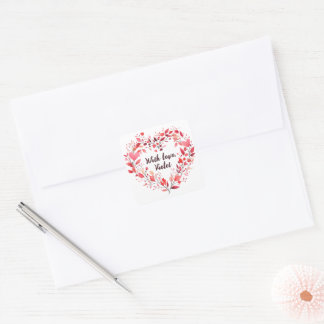 Adesivo Quadrado Coração Floral Personalizado