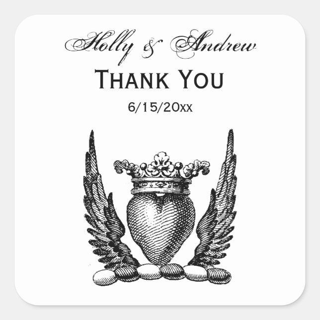 Adesivo Quadrado Coração Heráldico com Casaco de Asas de Armamento (Frente)