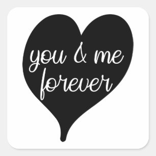 Adesivo Quadrado Coração Preto Amor - Você e Eu Para Sempre Favor d