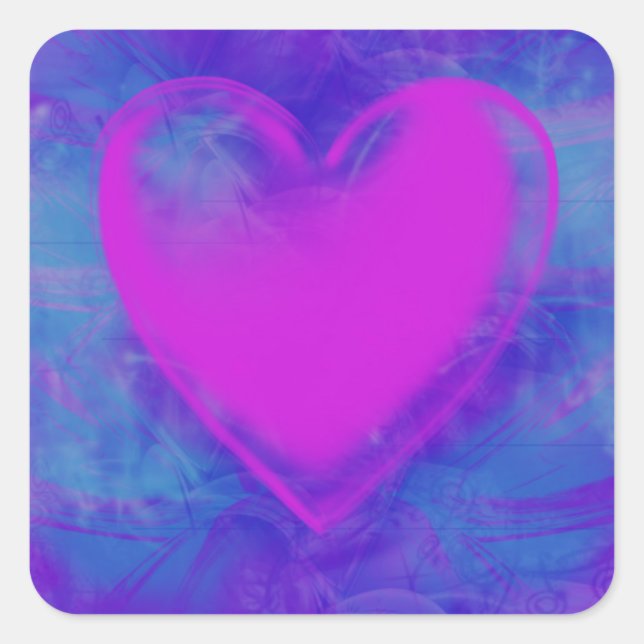 Adesivo Quadrado Coração Rosa de Amor (Frente)