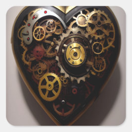 Adesivo Quadrado Coração Steampunk