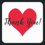 Adesivo Quadrado Coração Vermelho Brilhante Obrigado<br><div class="desc">Crie seu próprio obrigado personalizado que você cola. Se você mudar a cor de fundo neste adesivo quadrado arredondado, você vai mudar a cor da forma do coração vermelho brilhante e giro. Adicione uma foto de casamento das recém-casadas atrás da máscara ou borda em forma de coração branco. Você também...</div>