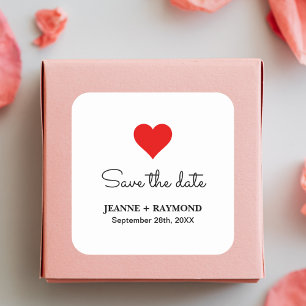Adesivo Quadrado Coração Vermelho Elegante Limpo Casamento Economiz
