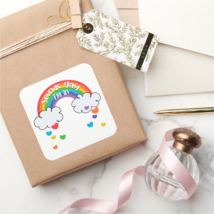 Adesivo Quadrado Corações Bastante Coloridos Arco-Íris Soa Gay