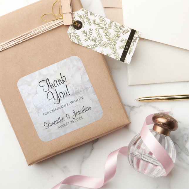 Adesivo Quadrado Corações Brancos e Reflexões sobre Penas Casamento (Presentear)