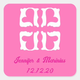 Adesivo Quadrado Corações Brancos e Rosa Bublegum