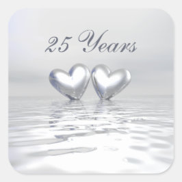 Adesivo Quadrado Corações do Aniversário de Prata