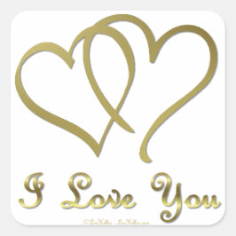 Adesivo Quadrado Corações Dourados entrelaçados eu te amo