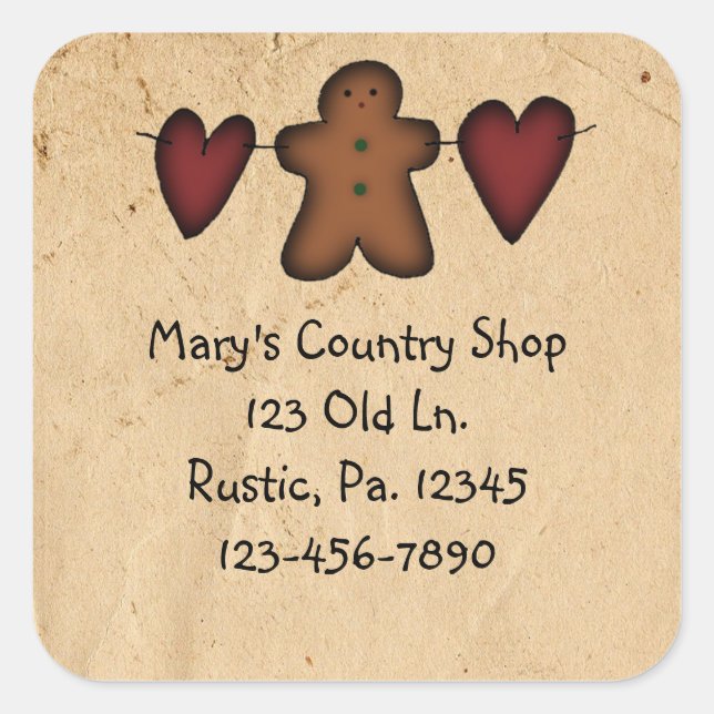 Adesivo Quadrado Corações E Pau-Pão (Frente)