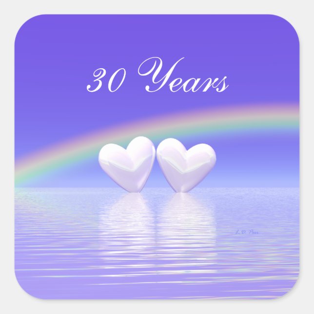 Adesivo Quadrado Corações Pérola do 30 (Frente)