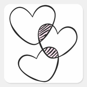 Adesivo Quadrado Corações Preto & Branco Amor Casamento, Chá de Noi