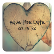 Corações Rústicos de Madeira Salvem a Data - Stick