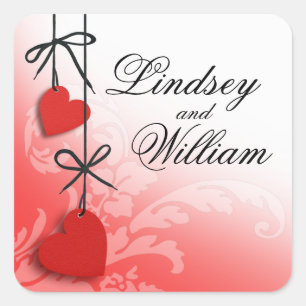 Adesivo Quadrado Corações vermelhos