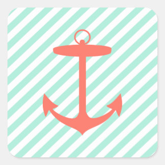 Adesivo Quadrado Coral Anchor Silhouette
