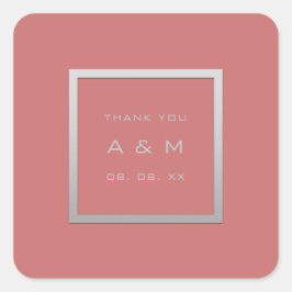 Adesivo Quadrado Coral de Casamento de Silver Silver da Cinza do Mo