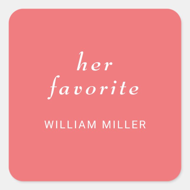 Adesivo Quadrado Coral Simples Sunset Elegante com Casamento Monogr (Frente)