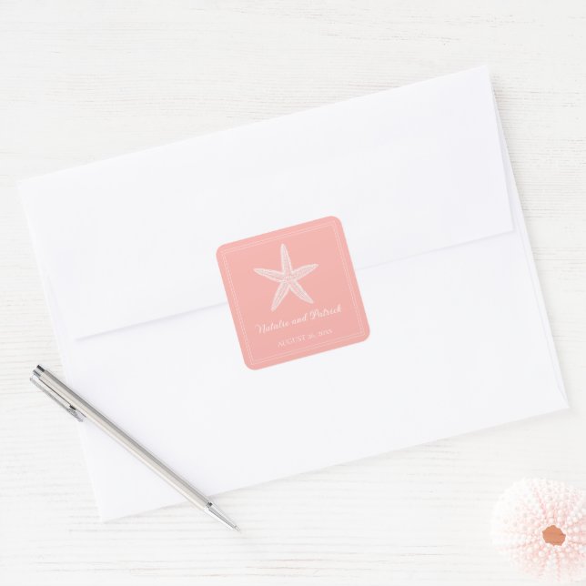 Adesivo Quadrado Coral Starfish Stickers (Envelope)