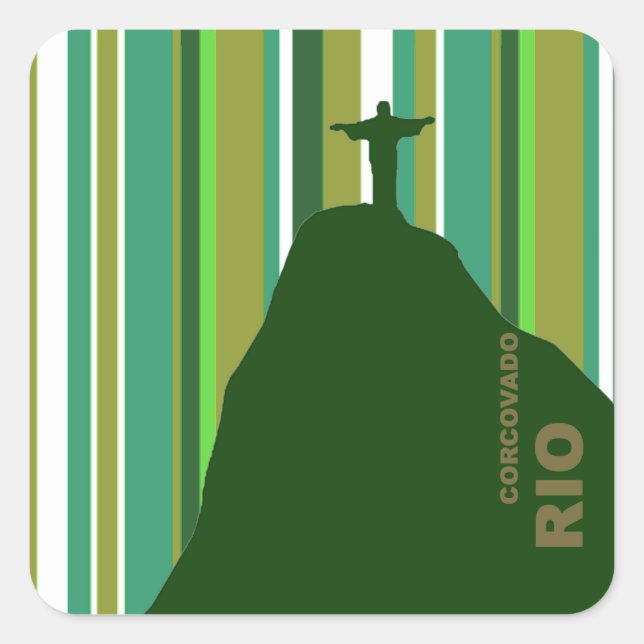 Adesivo Quadrado Corcovado Cristo Redentor Rio Brasil (Frente)