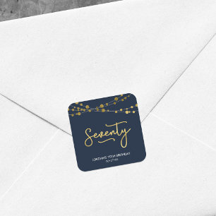 Adesivo Quadrado Cordas azuis elegantes de Festa de aniversário das