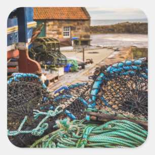 Adesivo Quadrado Cordas e potes de lagosta   Pittenweem, Scotland