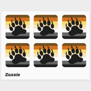 Adesivo Quadrado Cores da bandeira do orgulho urso gay preto Pata d
