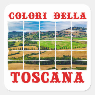 Adesivo Quadrado "Cores da Toscana" paisagem. Paleta Azulejo Itália