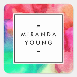 Adesivo Quadrado Cores d'água multicolores do Abstrato legal II