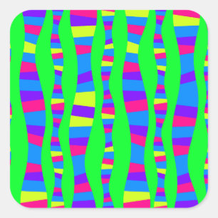 Adesivo Quadrado Cores de Neon Funky Psicodélicos Retromodernos