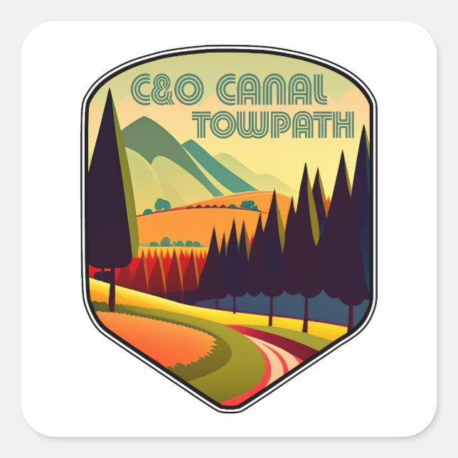 Adesivo Quadrado Cores do Canal Towpath da C&O (Frente)