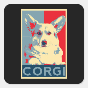 Adesivo Quadrado Corgi Art Dog Art para Fãs de Corgis
